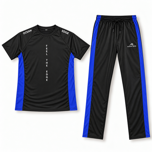 Ocean Edge black blue dry-fit trouser set front